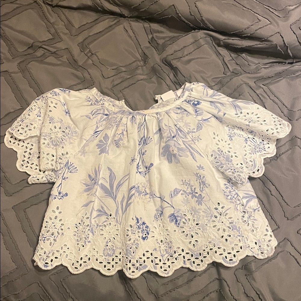 GAP Kids White and Blue Floral Top
